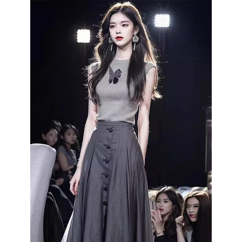 温柔蝴蝶通勤休闲风法式ins风时尚套装套装小众上衣洋气裙子