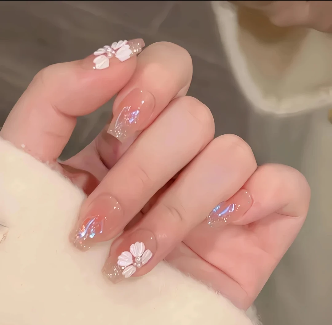 【温精灵冰花】纯手工穿戴甲春节显白手绘美甲贴反复佩戴