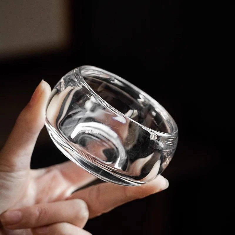 水晶玻璃杯禅定杯主人杯无铅高档耐热透明水晶主人杯水晶杯圆茶杯