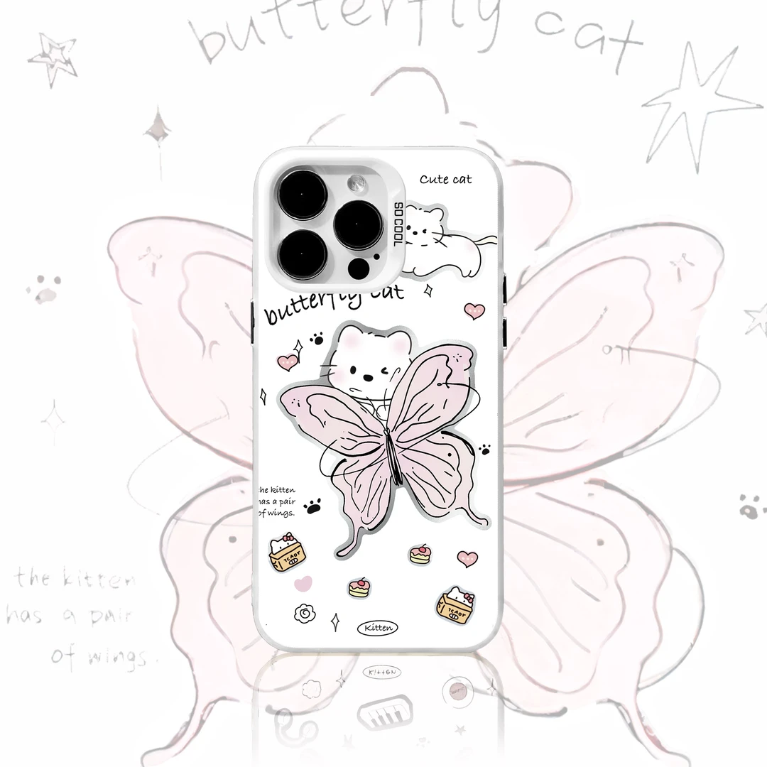 彩银IMD镭射小猫花朵适用苹果16华为oppo小米15vivo红米100iphone