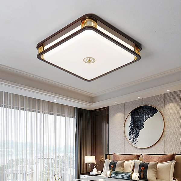 新中式实木吸顶灯国风禅意简约大气客厅卧室书房茶室房间吸顶灯