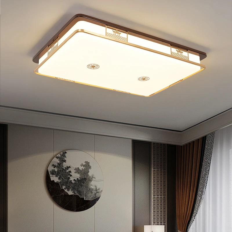 新中式吸顶灯实木主灯中国风禅意卧室吸顶灯主卧吸顶灯大气圆形