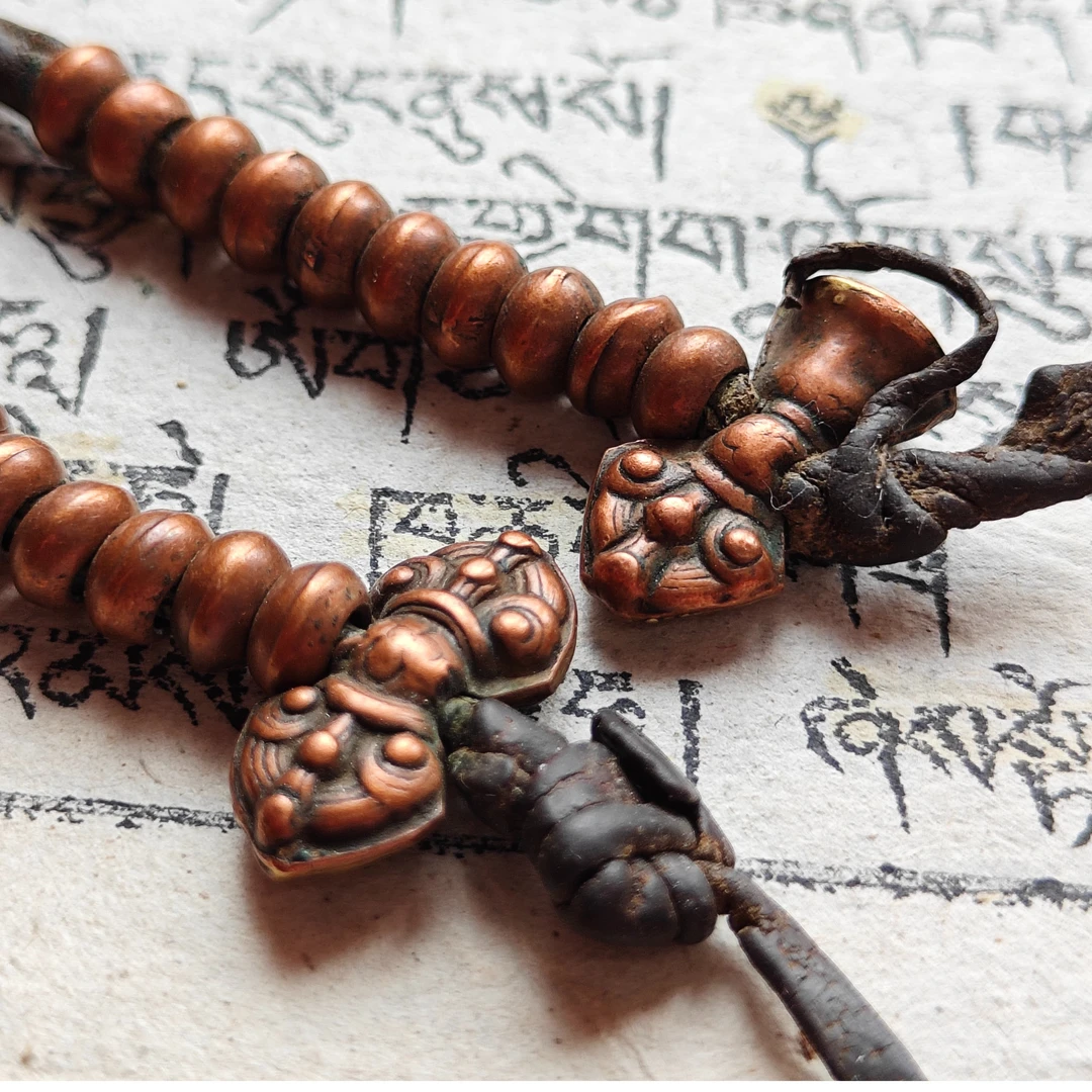 西藏藏式 老计数器  计子7mm 利马铜牛皮绳 侧挂 配饰