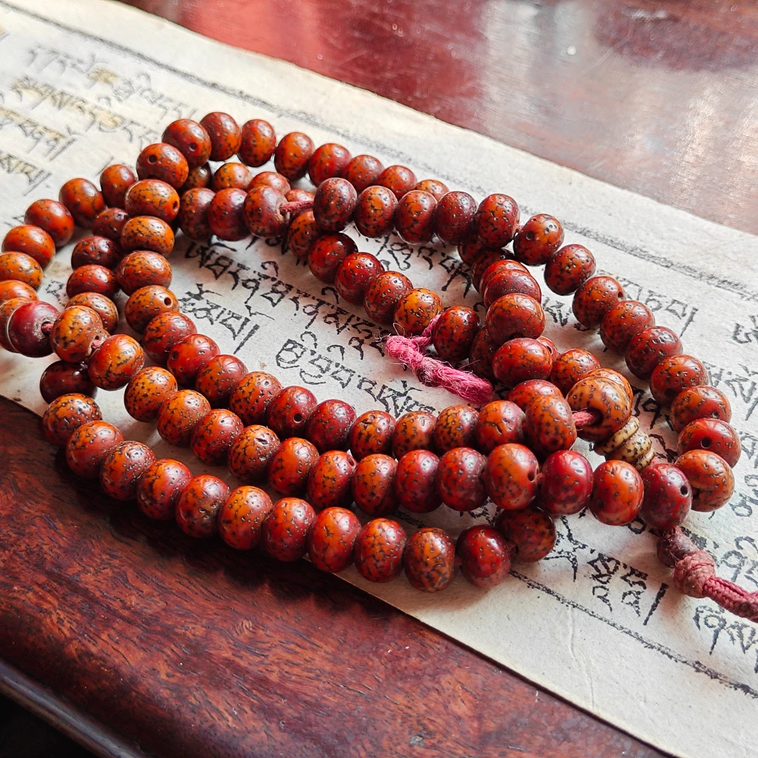 西藏藏式老星月菩提 直径8+ 足数108 包浆老星月念珠