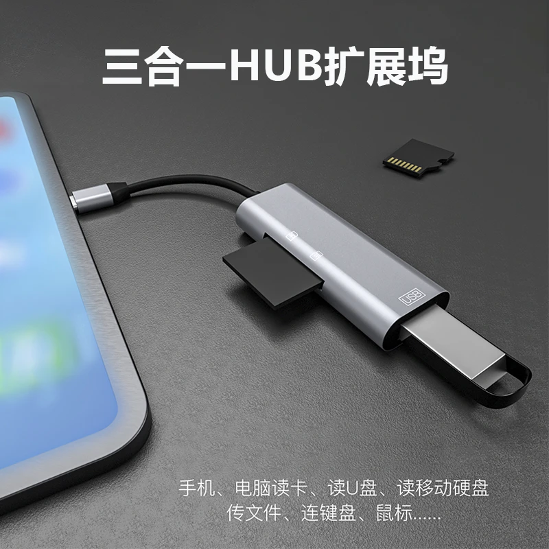 适用苹果15华为usb扩展器typec扩展坞外接转接u盘SD卡TF卡转接器