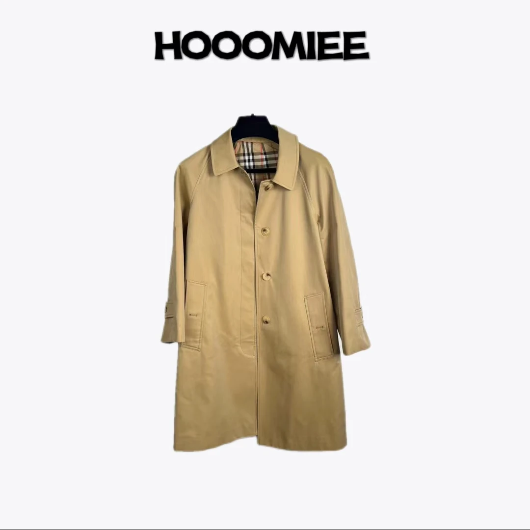 Hooomiee英伦风气质经典排扣纯色设计师翻领女士中长大衣311