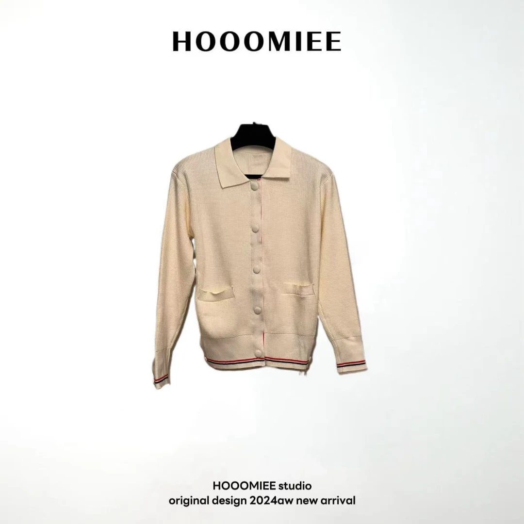 Hooomiee学院风简约设计感翻领单排扣纯色女士衬衫上衣24732