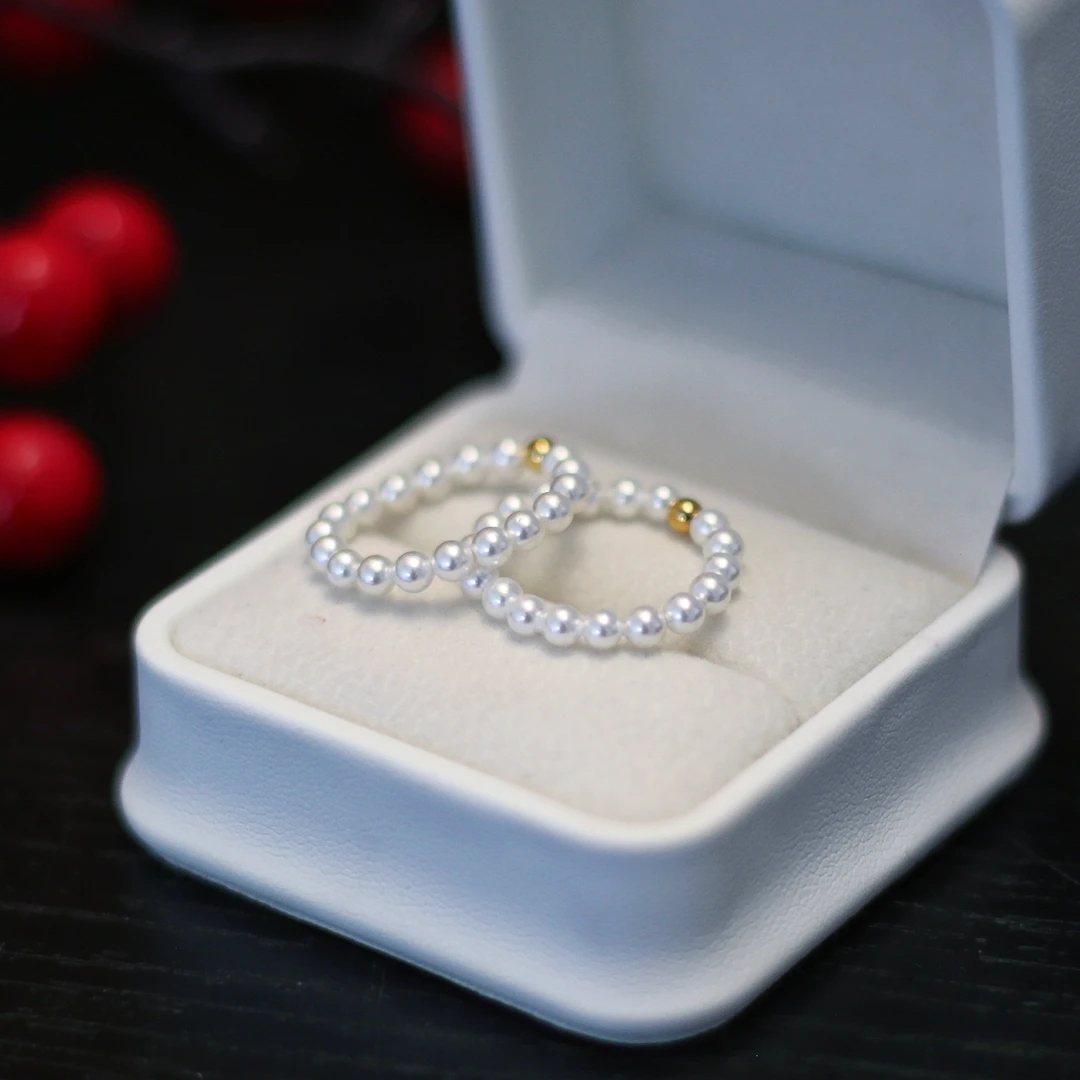 【瑶瑶】3-4mm正圆小米珠戒指百搭（发2个） 贝珠