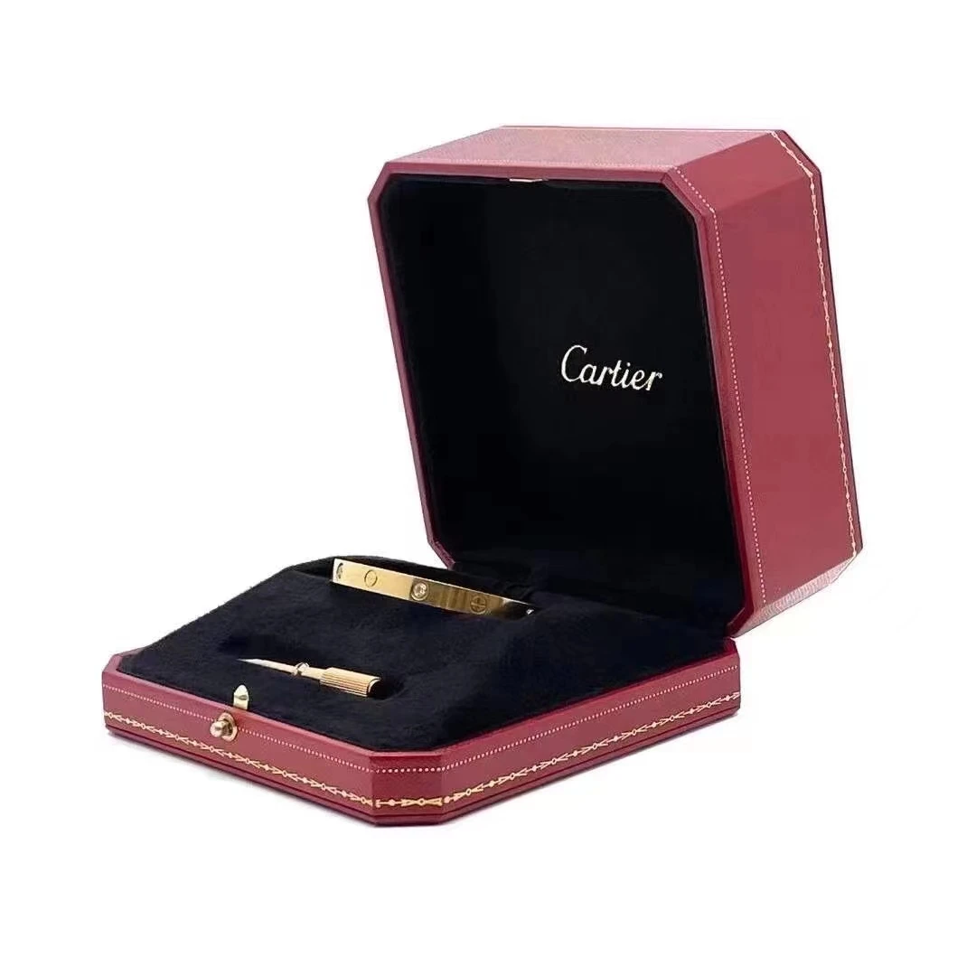 99新 Cartier/卡地亚 LOVE系列 经典玫瑰金15号圈口宽版四钻