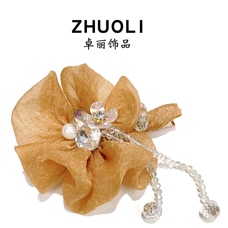 C309韩版花朵流苏鸭嘴夹