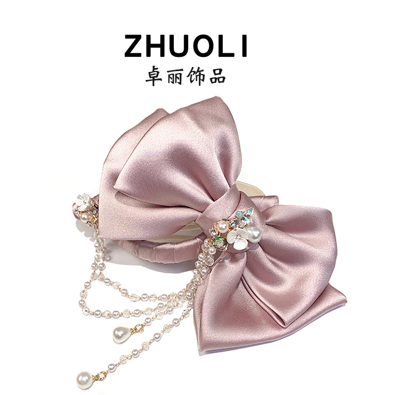 C515韩版蝴蝶结水晶流苏懒人夹