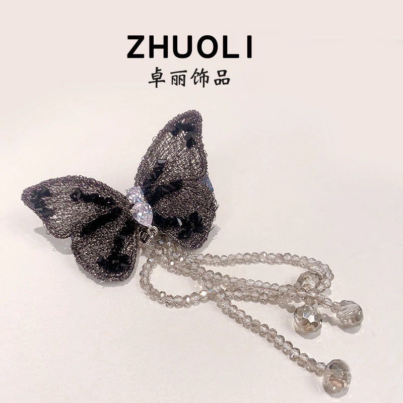 C235韩版气质优雅复古蝴蝶流苏鸭嘴夹