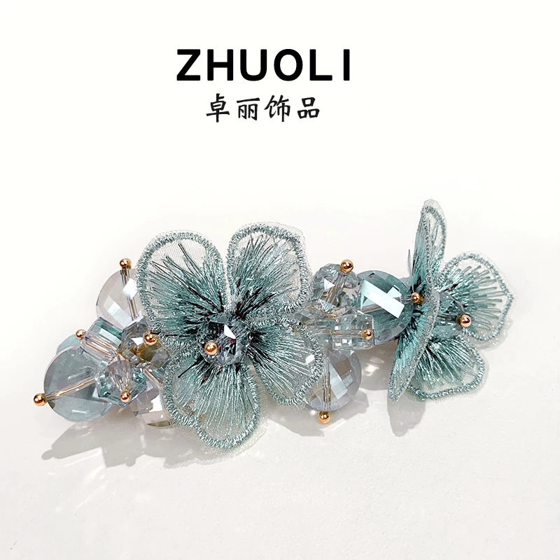 C280韩版手工花朵弹簧夹