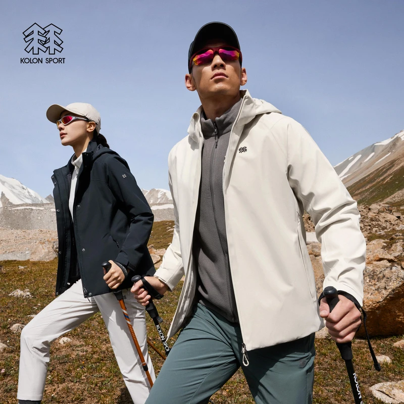 KOLON SPORT可隆户外运动情侣防水抓绒三合一立领冲锋衣2级可拆卸