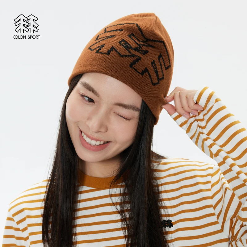 KOLON SPORT可隆男女同款针织帽山系户外运动帽秋冬露营印花帽子