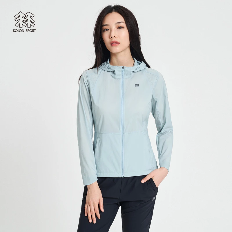 KOLONSPORT可隆皮肤衣女款防泼水风衣防风户外休闲衣夹可收纳上衣