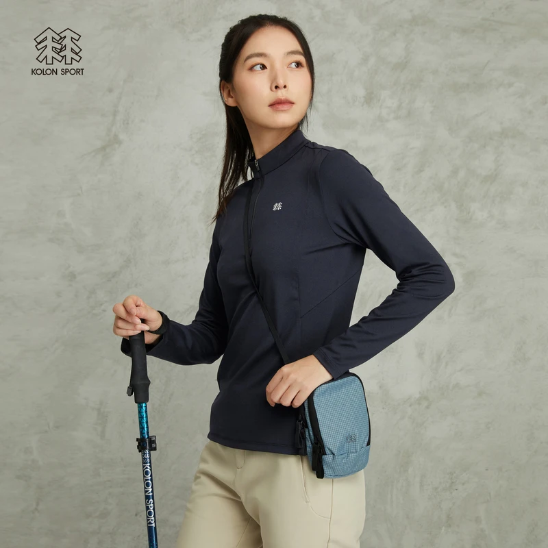 KOLON SPORT可隆半拉链长袖T恤女款透湿运动内搭抗菌户外休闲衣