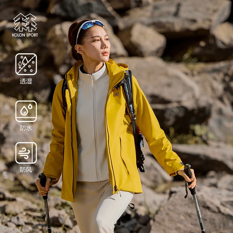 KOLON SPORT可隆女GTX 2L软壳三合一夹克防水防风透湿冲锋衣2级