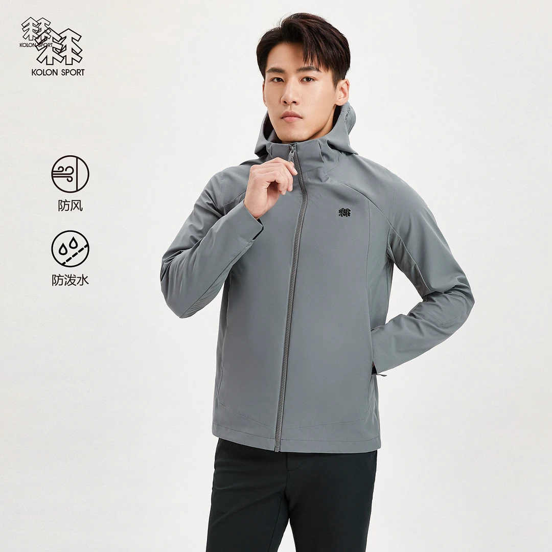 KOLON SPORT可隆户外休闲衣男款防泼水运动外套露营徒步防风夹克