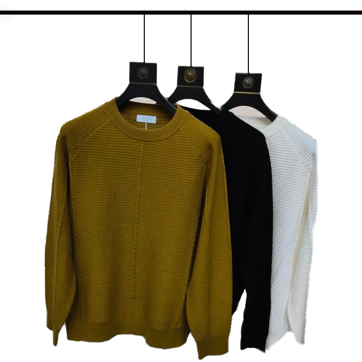 男士休闲针织衫秋季新款经典圆领设计宽松长袖纯色毛衣36023