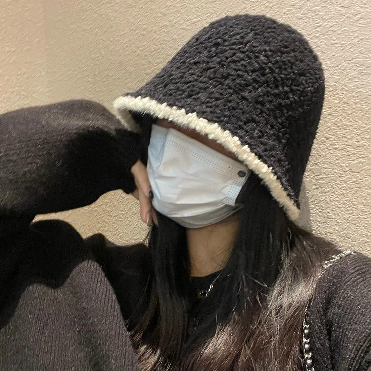 毛绒帽子女显脸小素颜渔夫帽秋冬日系百搭复古适合圆脸盆帽男