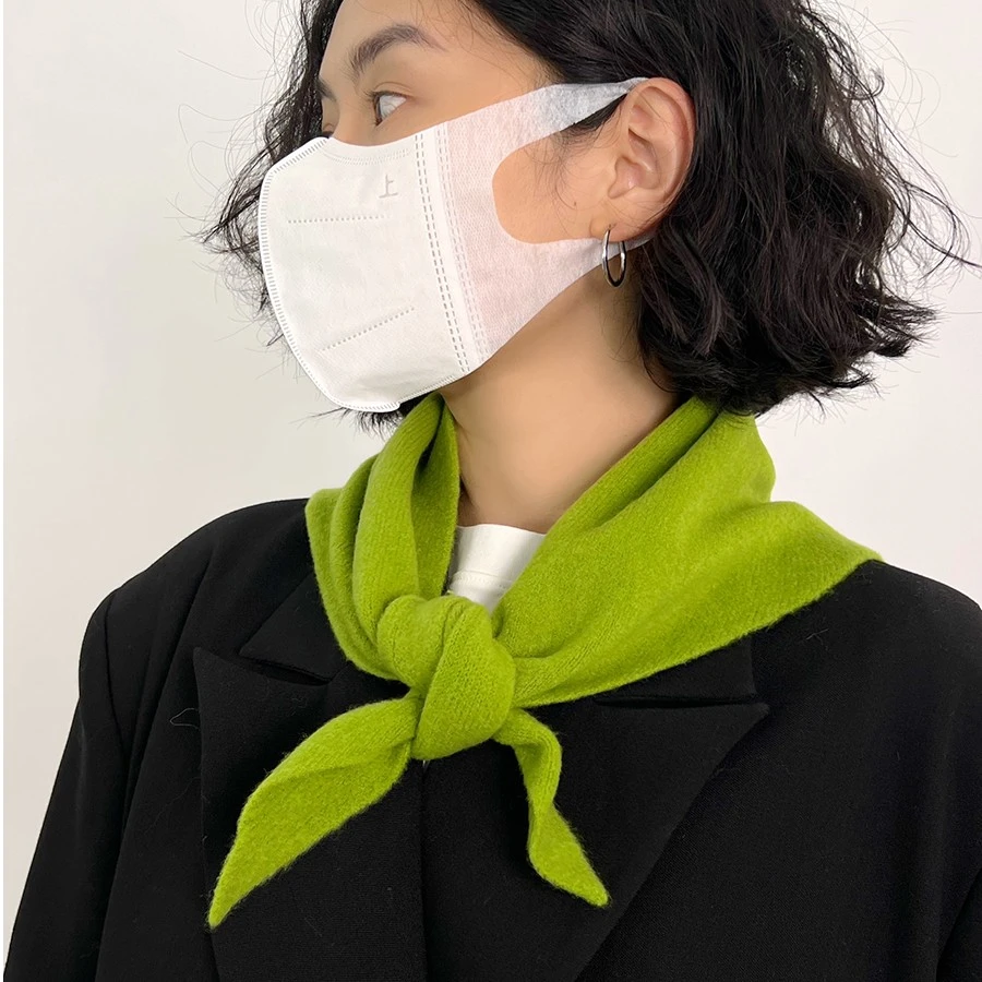 美式复古三角巾小众秋冬围巾女护肩颈围脖百搭针织小领巾欧美男潮