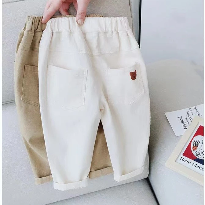 男女童纯色弹力休闲裤2023春季新款中小童韩版老爹库宝宝洋气春秋