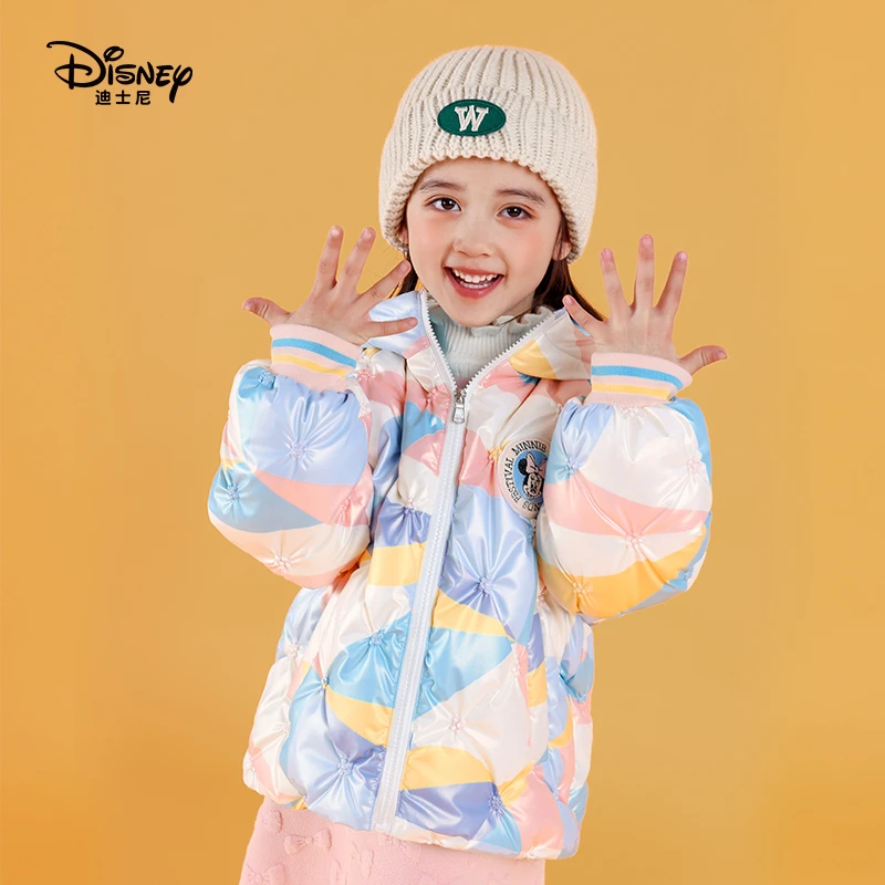 Disney/迪士尼[FS]2022新款儿童90白鸭绒三防炫彩色连帽羽绒服360