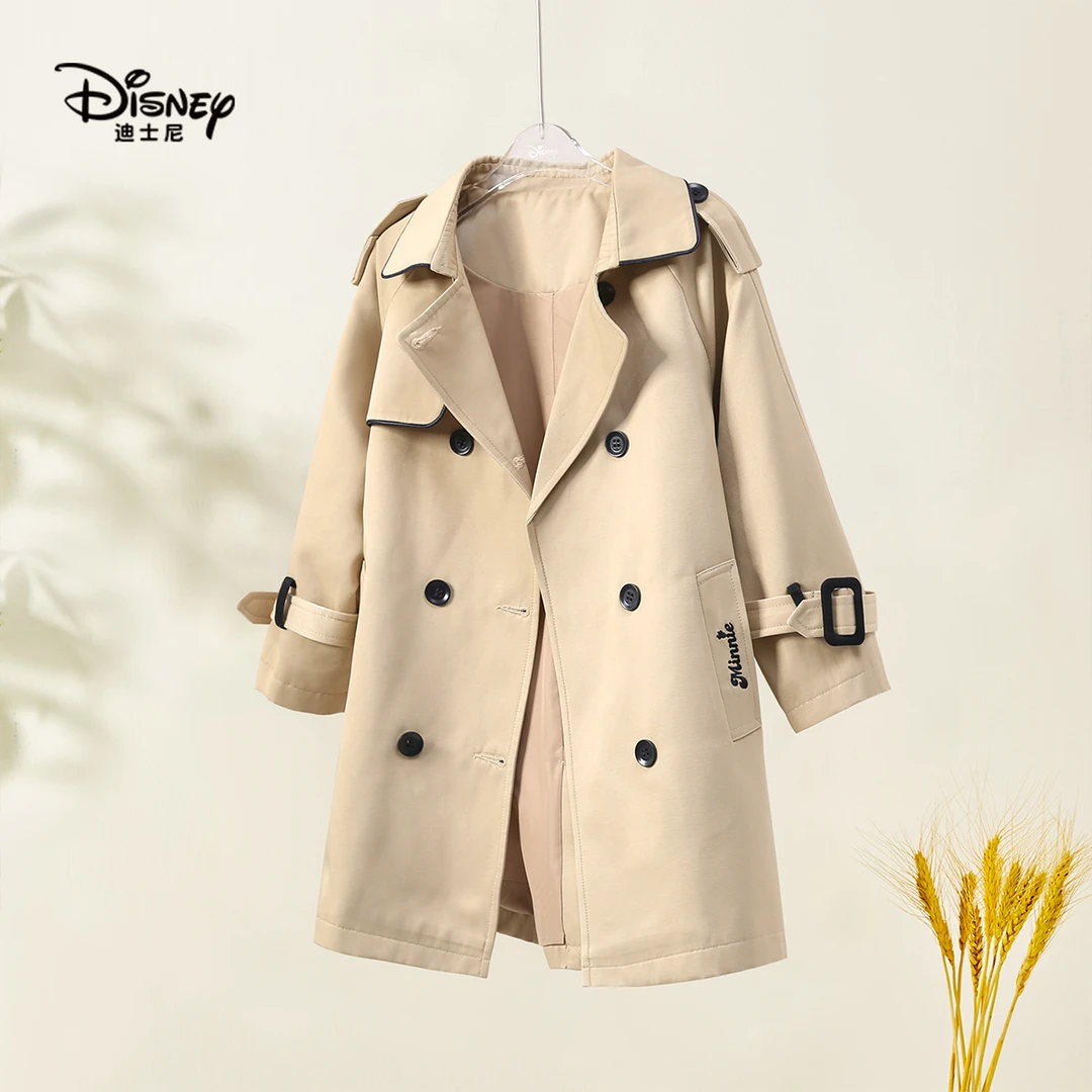 Disney/迪士尼新款秋冬女童时尚洋气外套中长款中大童保暖风衣D