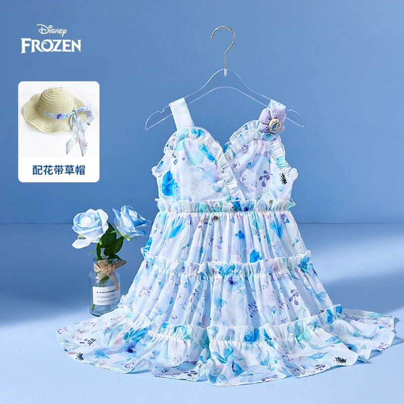 Disney/迪士尼（夏日缤果）夏女童连衣裙a字儿童服装碎花吊带裙