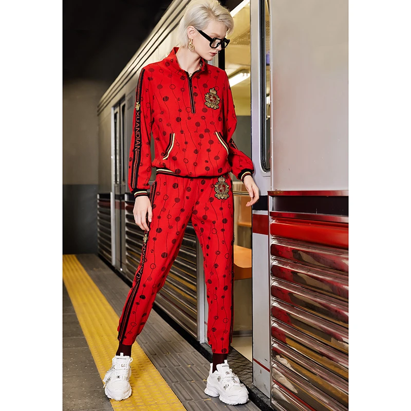 秋冬新款时尚洋气休闲套装 赫5699A 5699C