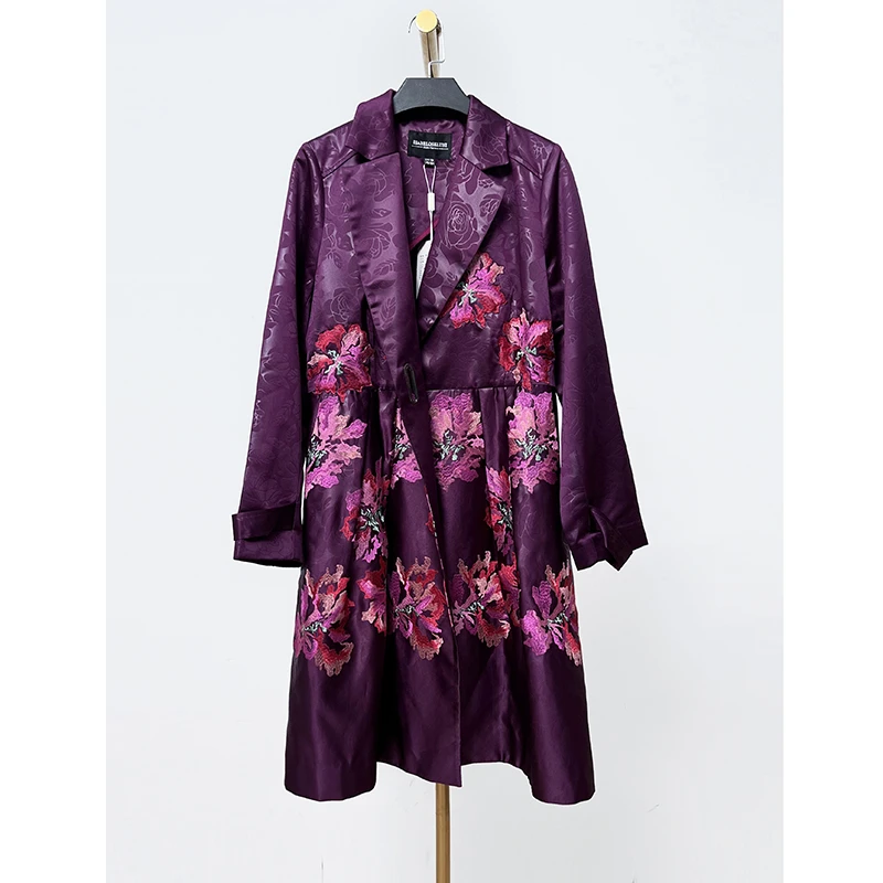 秋冬新款时尚休闲重工刺绣风衣外套 伊7855K