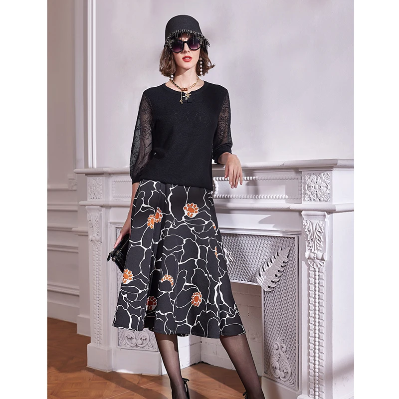 秋冬新款时尚蕾丝雪纺半身裙 赫 5629B