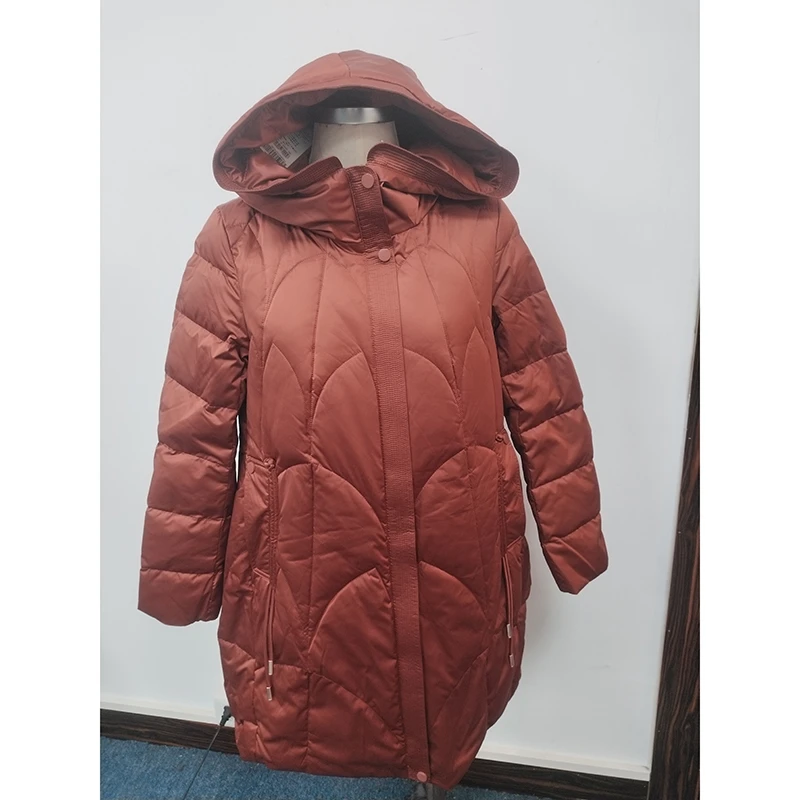 秋冬新款洋气纯色连帽中长款羽绒服 赫 3312E