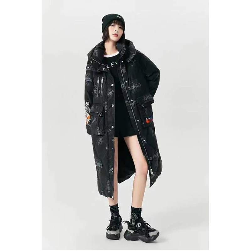 秋冬女新款连帽加厚白鹅绒宽松羽绒服 D66622062