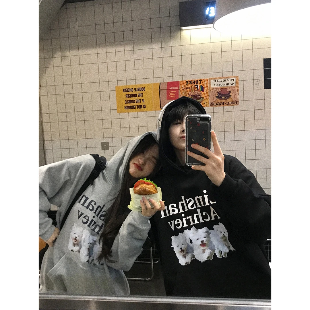 【狗狗卫衣】420g秋冬韩系可爱狗狗加绒宽松情侣卫衣