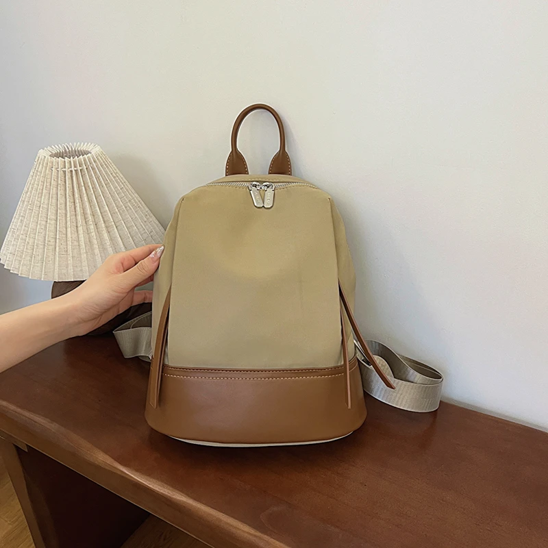 简约百搭牛津布小双肩包女2024新款尼龙帆布韩版时尚休闲轻便背包