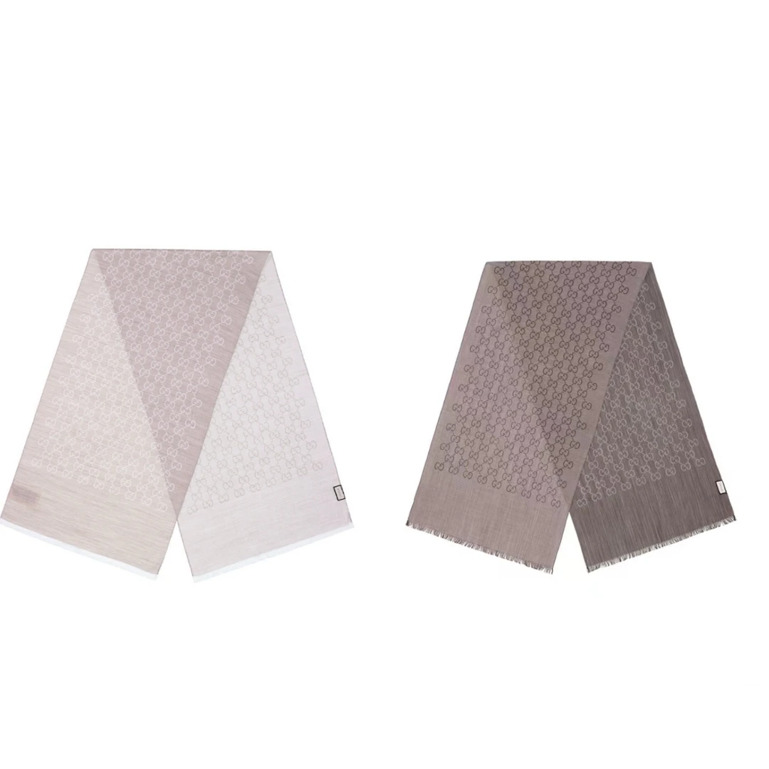 GUCCI/古驰双G图案提花中长款双面流苏围巾情侣款