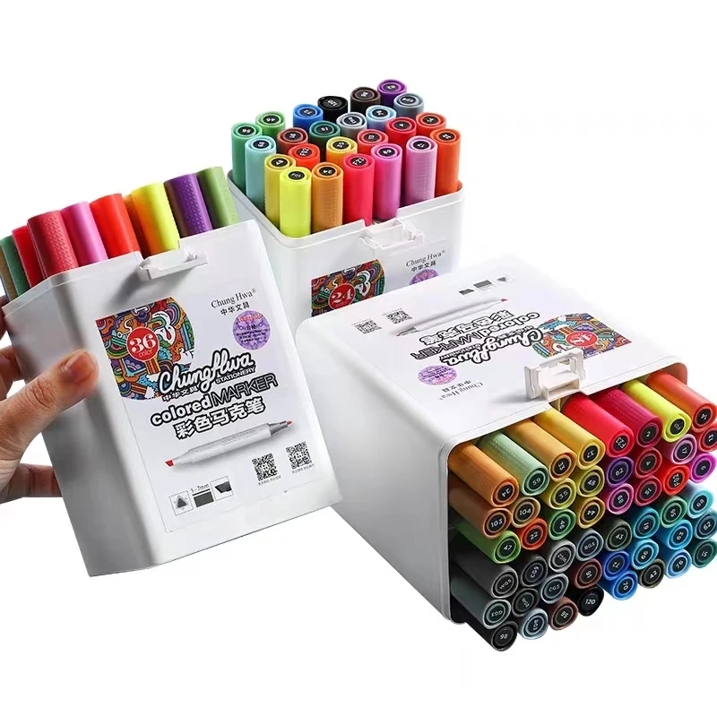 中华文具彩色马克笔24色（白杆）