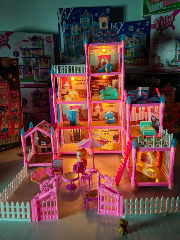 新款儿童玩具过家家公主城堡积木女孩拼装娃娃屋别墅仿真家具模型