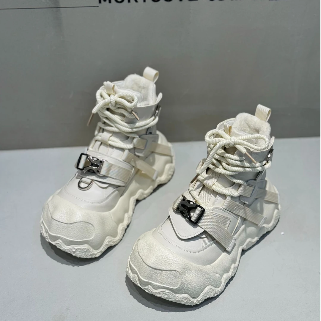 24新款老爹鞋时尚运动休闲鞋百搭潮流小白鞋潮鞋高帮厚底加绒靴子