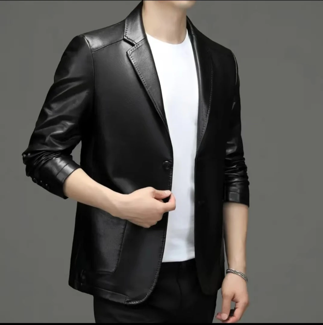 【LC】秋冬季新款男士经典大气皮西服商务休闲皮衣百搭皮西装