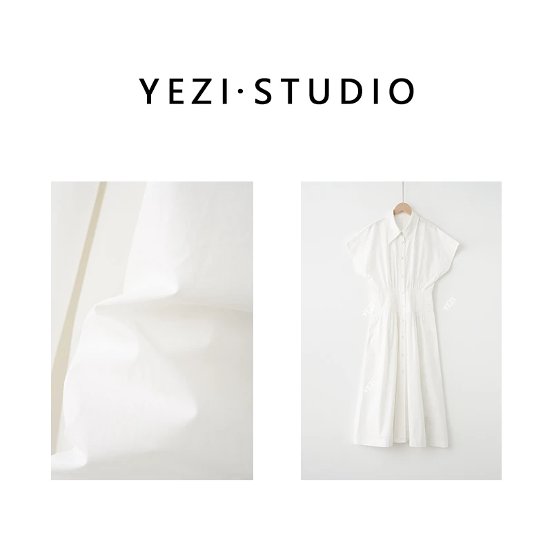 【仙女腰封裙】宽松时髦感收腰衬衫式白色连衣裙24231315