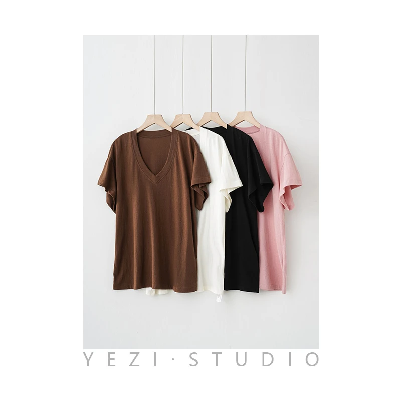 【反季】V领时尚百搭百百棉短袖24118103