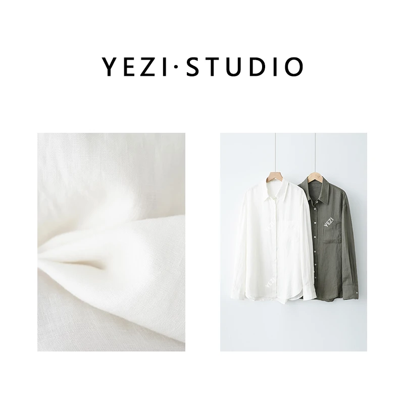 “白茶-衬衣”百百亚麻老钱风衬衣 24216221