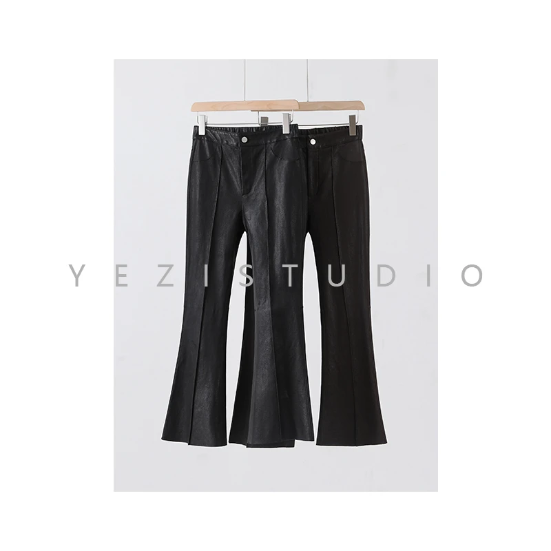 土耳其進口弹力微喇九分皮裤23323513