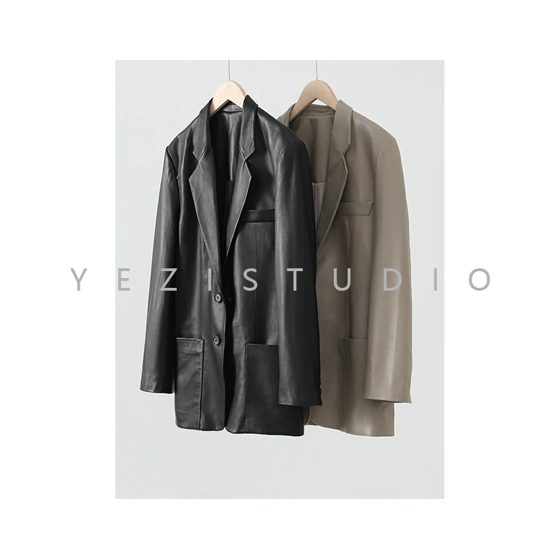 西班牙轻涂小绵羊皮西装皮衣23315414