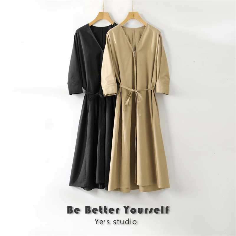 质感简约通勤拉链连衣裙23131315