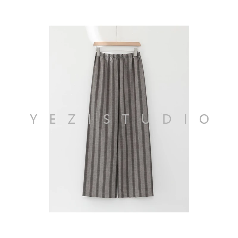 “下午茶”竖纹阔腿拖地休闲裤23223779