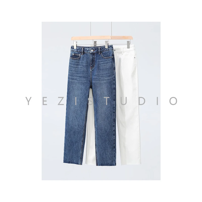 断货王博主力推土耳其法棍遮肉显瘦卷边牛仔裤23422306